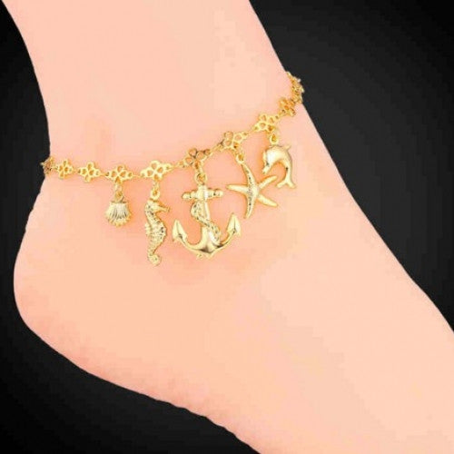 Sea Shell Dolphin Personalized Anklets