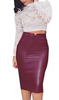 Zanzea  Women Soft PU Leather Skirt High Waist Slim Hip Pencil Skirts