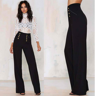 Spring Elegant Ladies Trousers Wide Leg Pants Casual High Waist