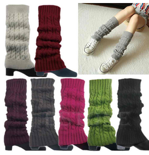 Z101"Korean Women Lady Winter Knitted Crochet SocksLeg Warmer